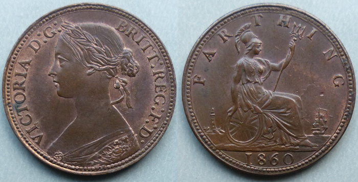 1860 beaded border farthing